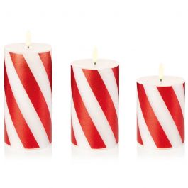 Red & White Battery Candles | Candy Cane Stripe LED Candles