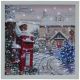 Lit Framed Christmas Canvas - Robin on Postbox - 40x40cm
