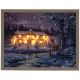 Lit Framed Christmas Canvas - Woodland Cabin - 40x50cm