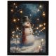 Lit Framed Christmas Canvas - Dressed-Up Snowman - 40x30cm