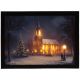 Lit Framed Christmas Canvas - Winter Church in the Snow - 40x30cm