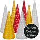 LED Lit Decorative Glass Christmas Tree (Colour & Size choice)