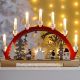 45cm Robin and Winter Village Candle Bridge with 7 Warm White LED Candles