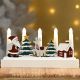 28cm Wooden Santa and Reindeer Candle Bridge with 5 Warm White LED Candles