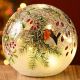 Festive Lit Crackle Effect Ball - Robin and Berries - 15cm