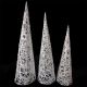 Set of Three Silver Cone Trees with Warm White LEDs